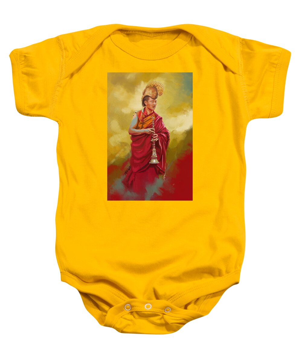 Buddhism Baby Onesie featuring the painting South Asian Art #8 by Corporate Art Task Force