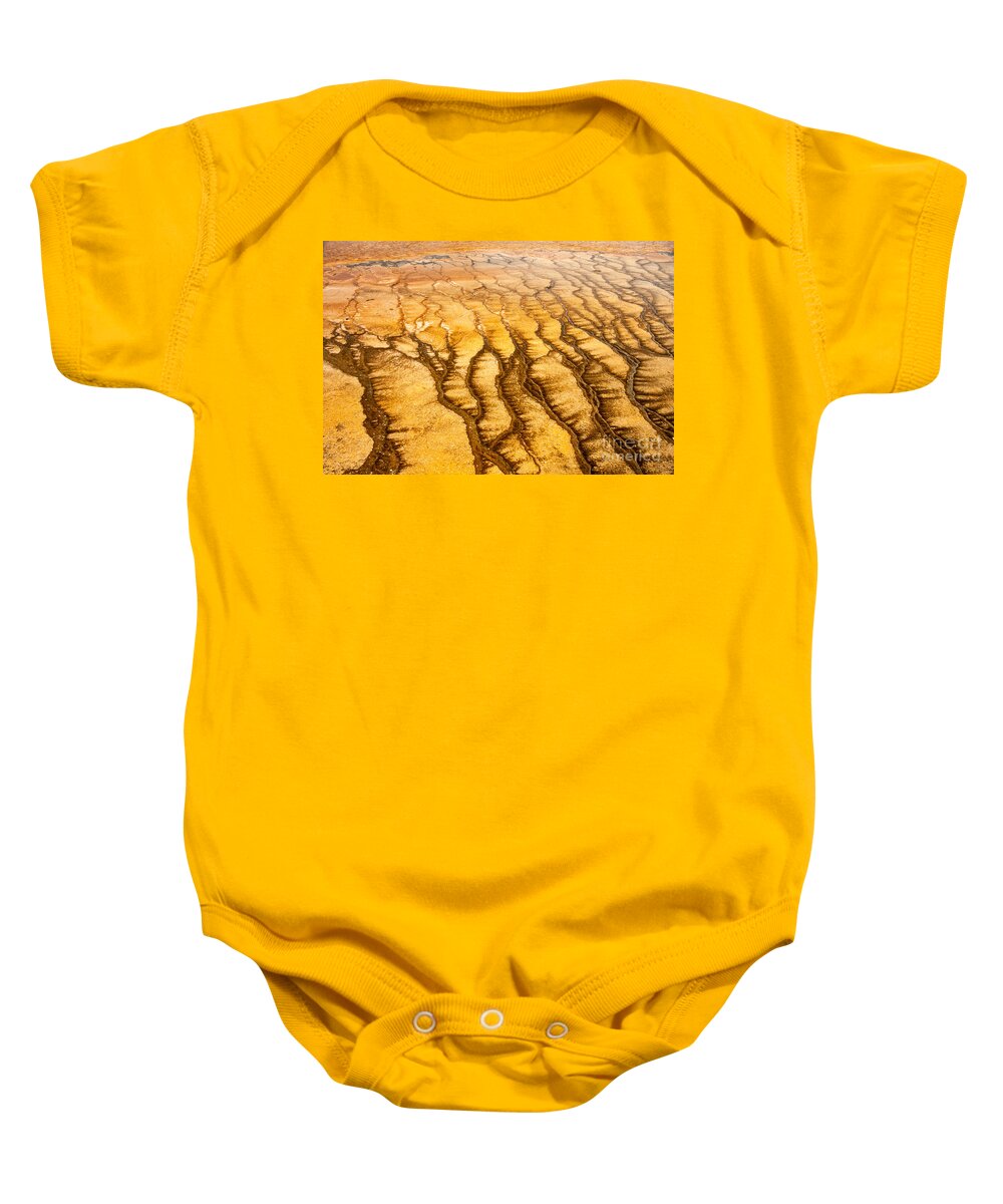 Algae Patterns Baby Onesie featuring the photograph Algae Patterns at the Grand Prismatic Spring in Midway Geyser Basin by Fred Stearns