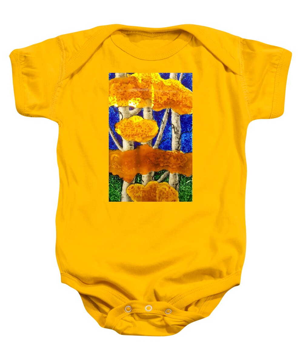 Fused Glass Baby Onesie featuring the glass art Aspens in Glass by Marian Berg