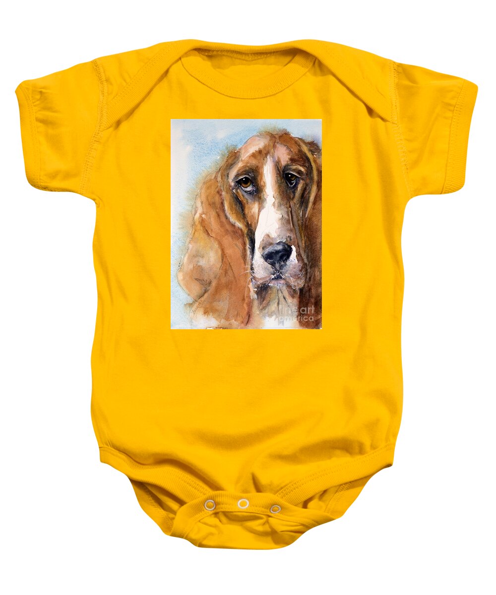 Dog Baby Onesie featuring the painting Basset Hound by Judith Levins