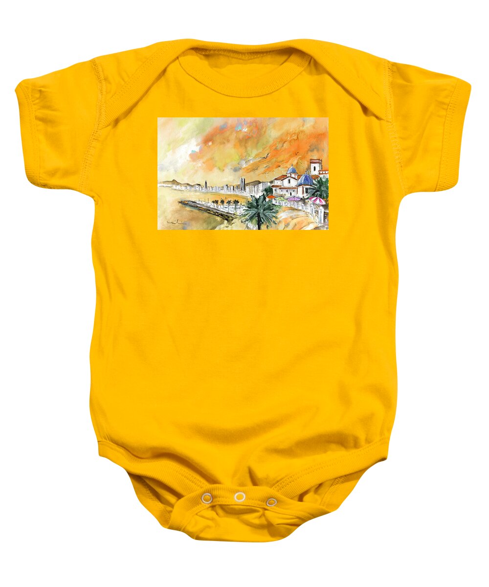 Travel Baby Onesie featuring the painting Benidorm Old Town by Miki De Goodaboom