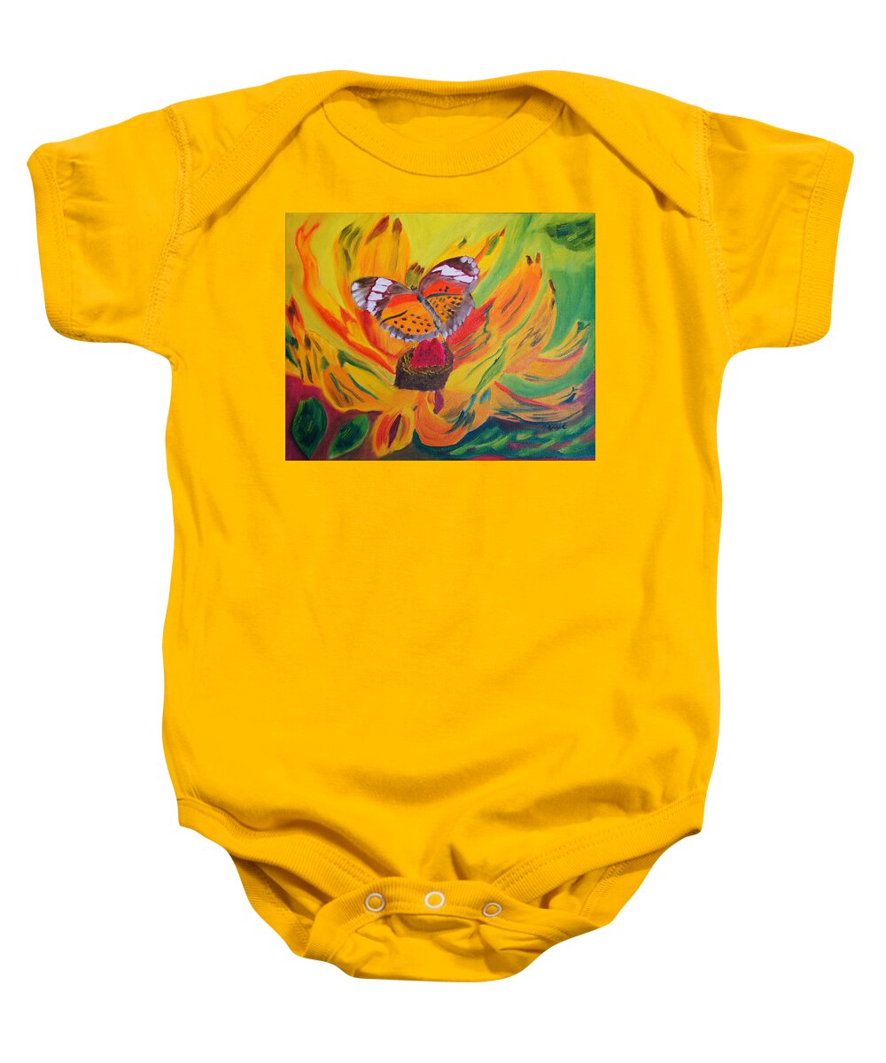 Butterfly Baby Onesie featuring the painting Butterfly Jungle by Meryl Goudey