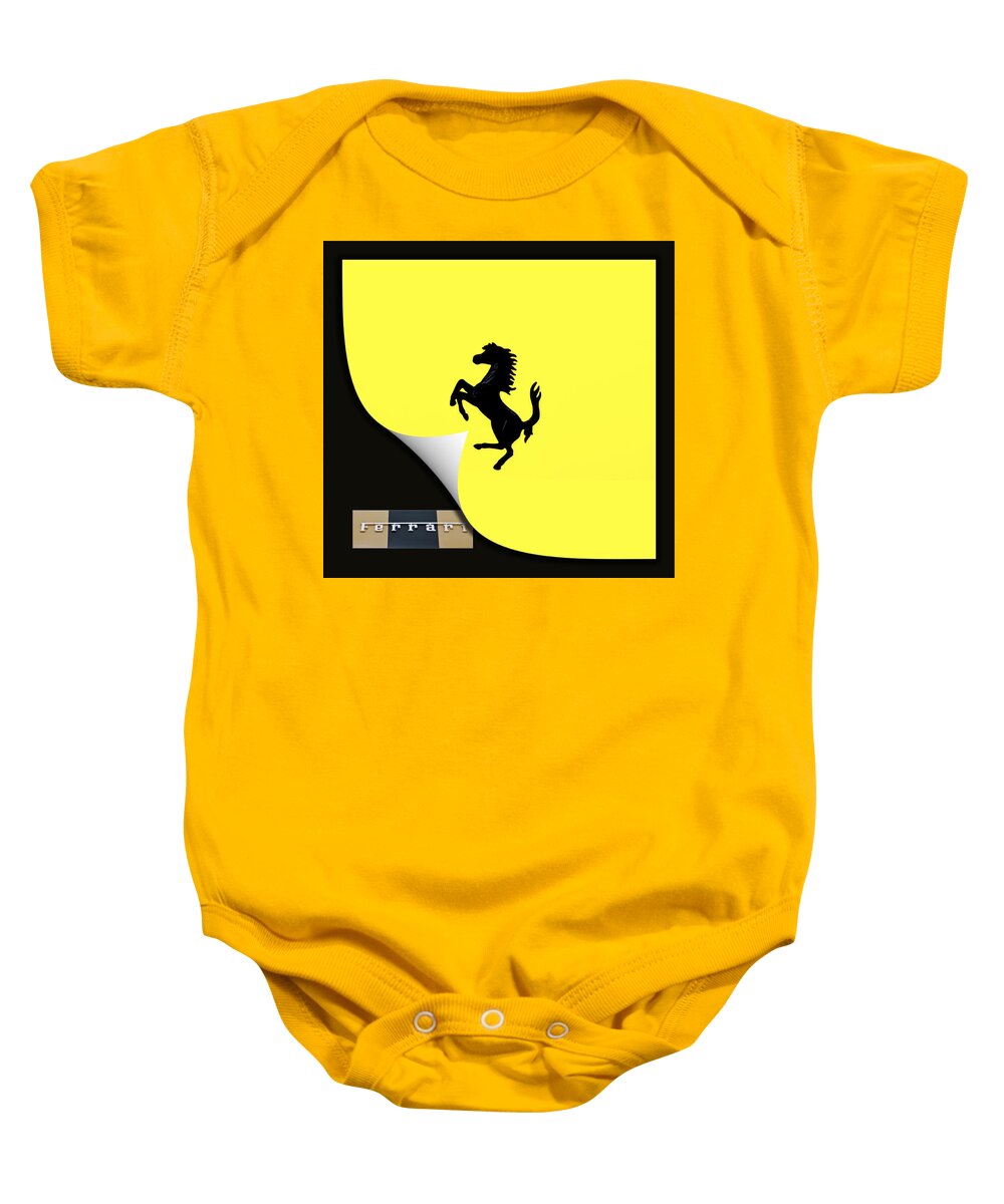 Greeting Card Baby Onesie featuring the digital art Cavallino Rampante Ferrari by Maj Seda