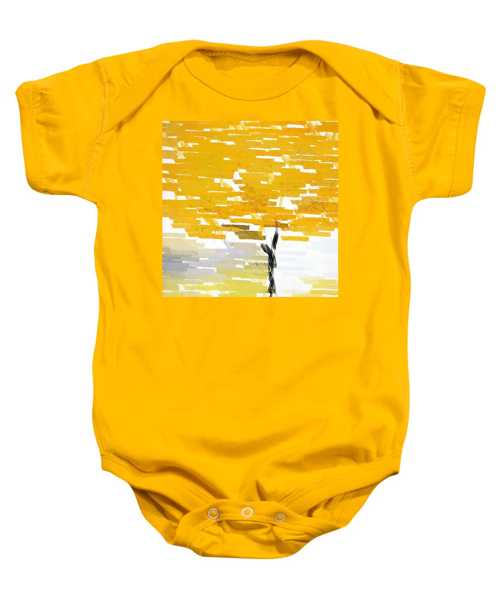 Yellow Baby Onesie featuring the painting Classy Yellow Tree by Lourry Legarde