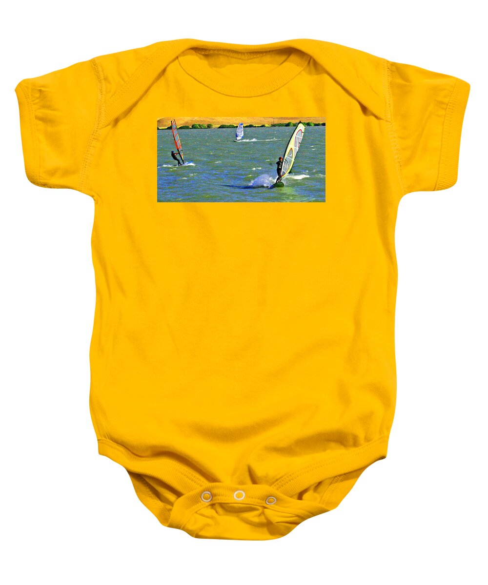 Sacramento River Delta Baby Onesie featuring the digital art Coming and Going by Joseph Coulombe