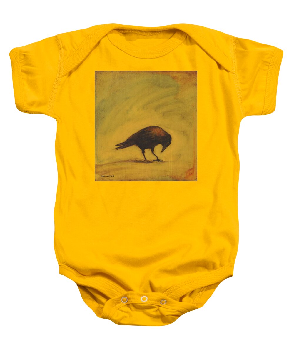 Crow Baby Onesie featuring the painting Crow 11 by David Ladmore
