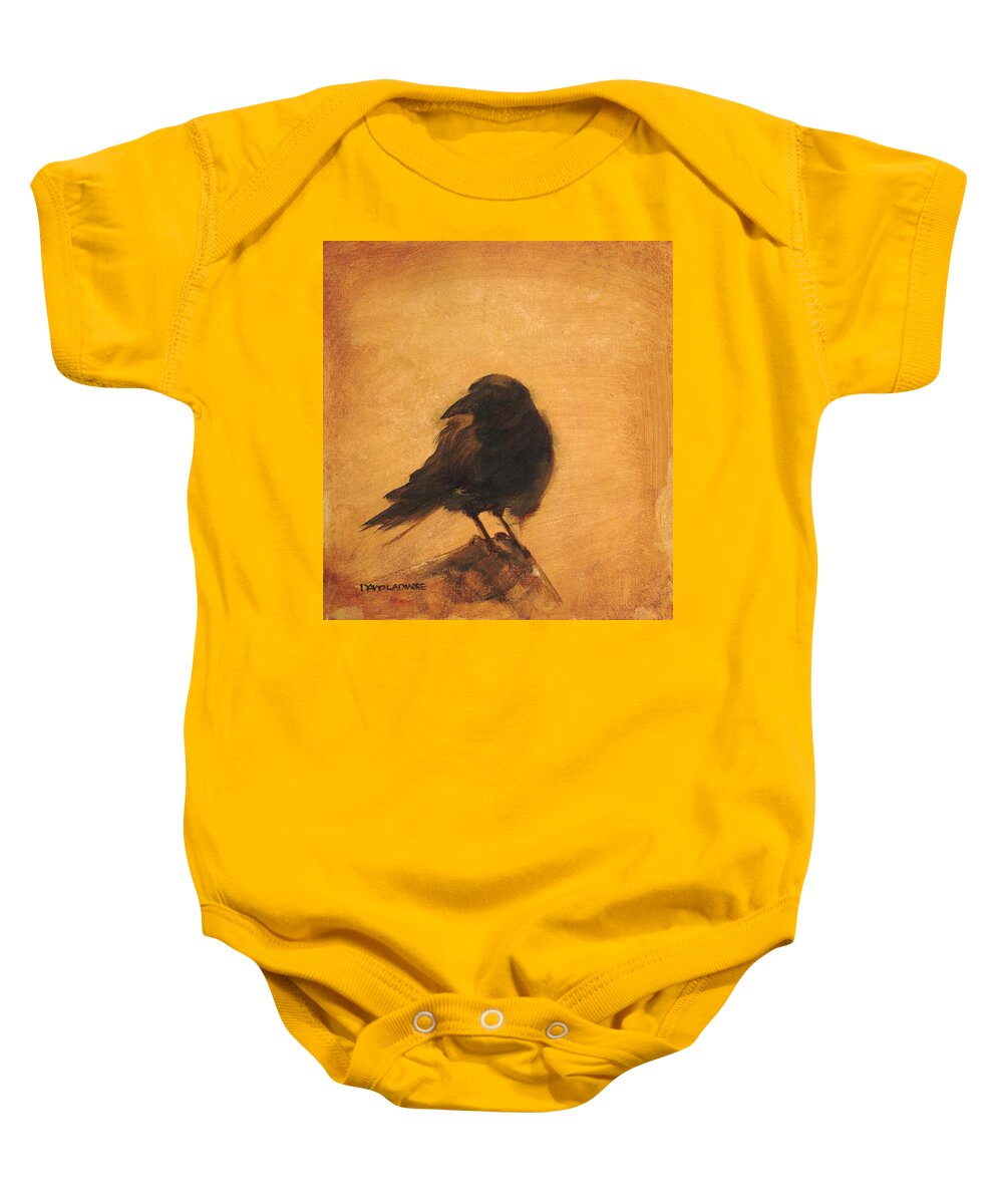 Crow Baby Onesie featuring the painting Crow 9 by David Ladmore