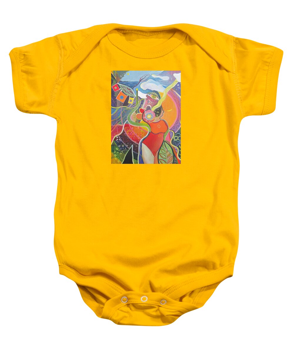 Life Baby Onesie featuring the painting Everything All The Time by Helena Tiainen
