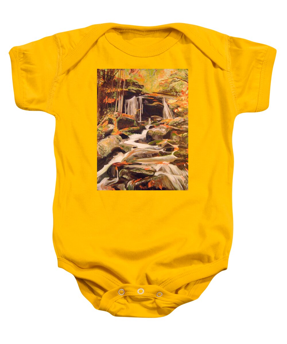 Fall Foliage Baby Onesie featuring the painting Fall foliage in New England by Therese Legere
