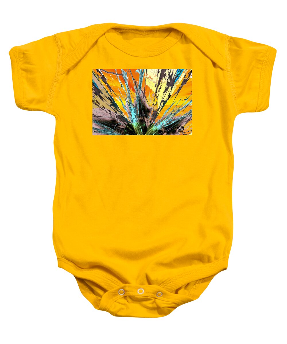 Fractured Sunset Baby Onesie featuring the digital art Fractured Sunset by Seth Weaver