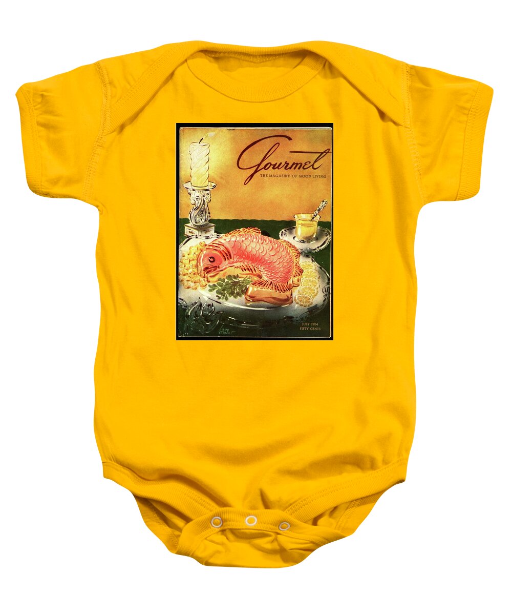 Food Baby Onesie featuring the photograph Gourmet Cover Illustration Of Salmon Mousse by Henry Stahlhut