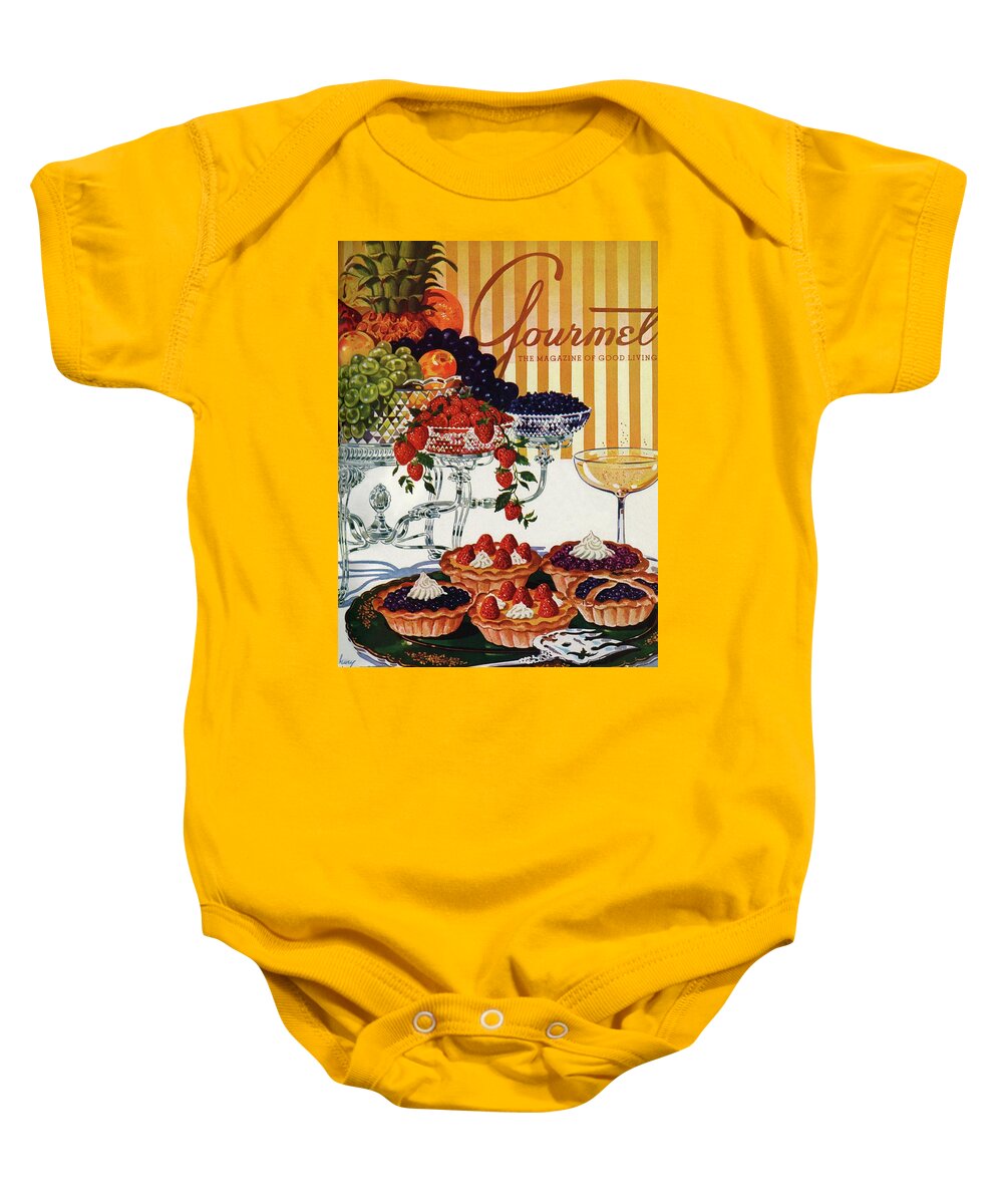 Food Baby Onesie featuring the photograph Gourmet Cover Of Fruit Tarts by Henry Stahlhut