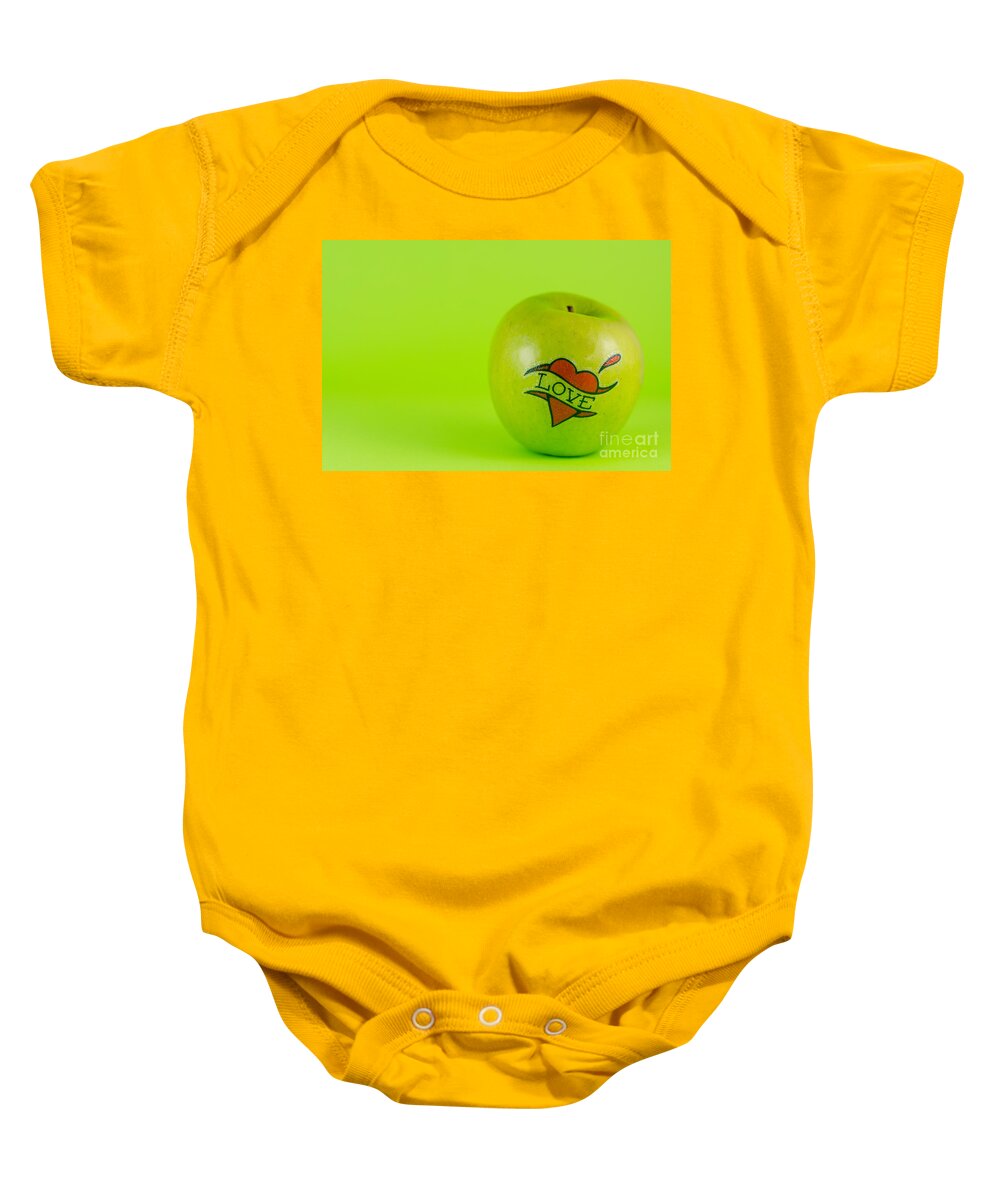 Tattoo Baby Onesie featuring the photograph Green Love from Tattoo Series by Jonas Luis