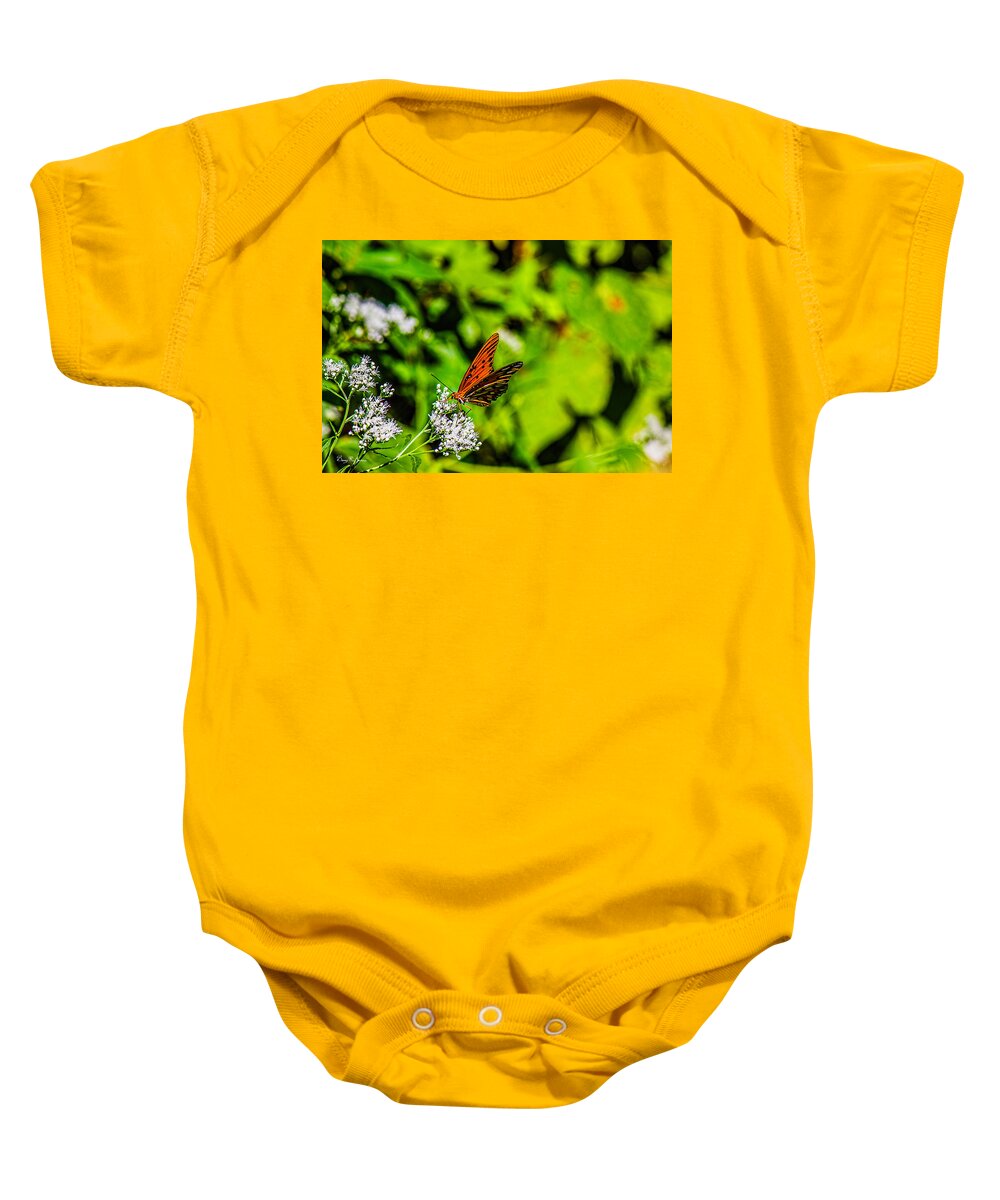 Gulf Fritillary Butterfly Baby Onesie featuring the photograph Nature - Macro - Gulf Fritillary Butterfly by Barry Jones