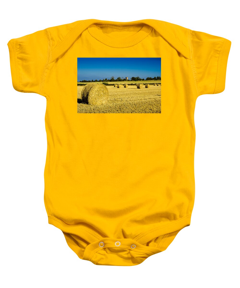 Bale Baby Onesie featuring the photograph Hay Bales by Mark Llewellyn