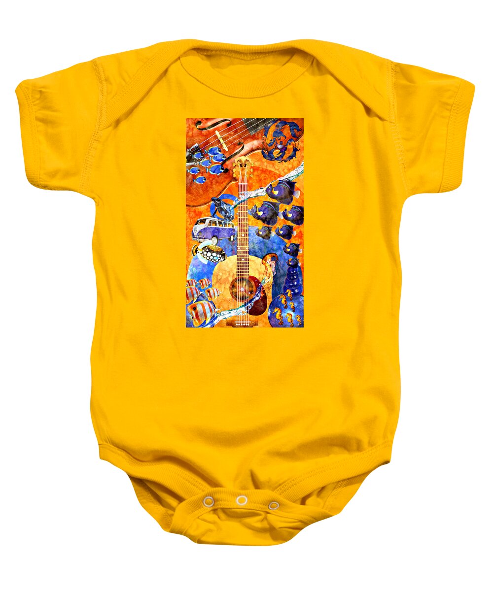 Bold Baby Onesie featuring the painting Melodies and Sunset Seas by Ally White