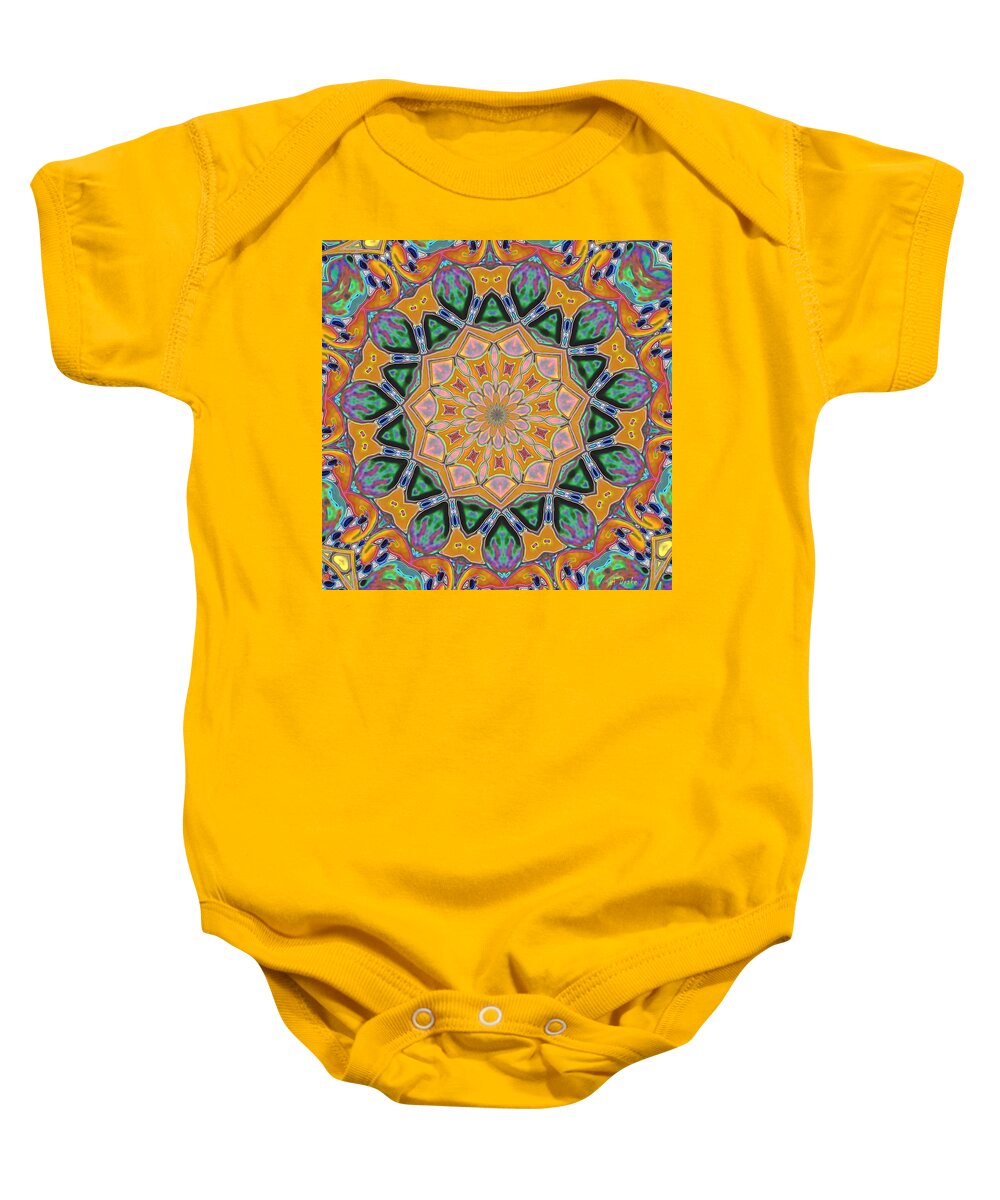Abstract Baby Onesie featuring the digital art Melon Kaleidoscope by Alec Drake