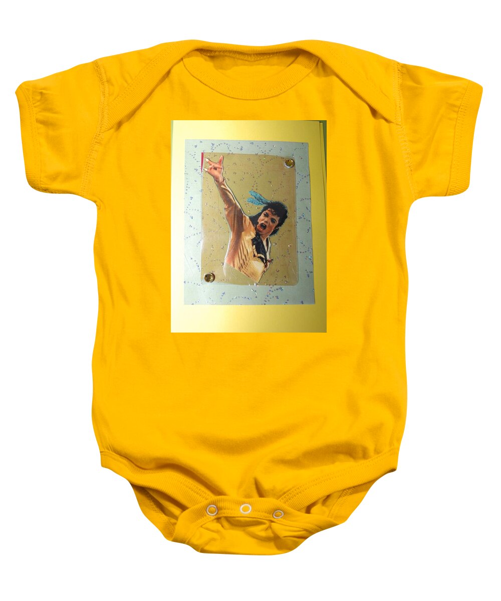 Mixed Media Baby Onesie featuring the drawing MJ Leave Me Alone by Karen Buford