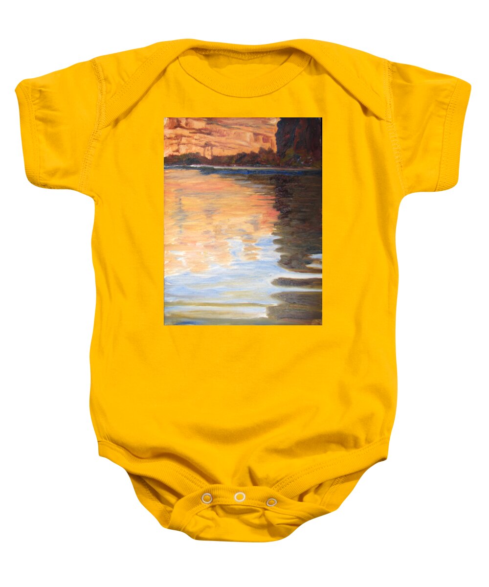 Landscape Baby Onesie featuring the painting Morning Reflections by Page Holland