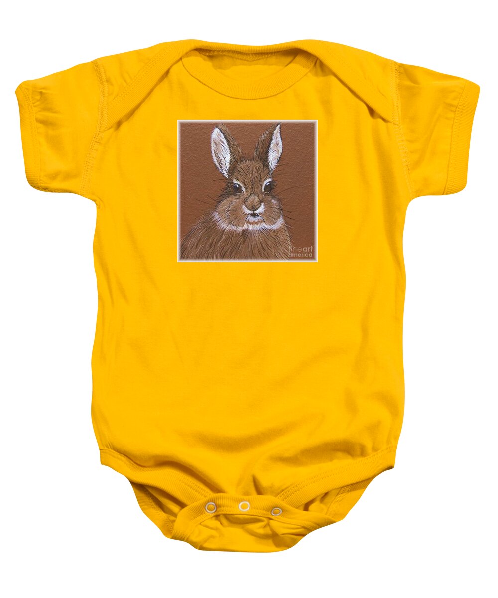 Bunny Baby Onesie featuring the painting Mrs. Butterfield by Jennifer Lake