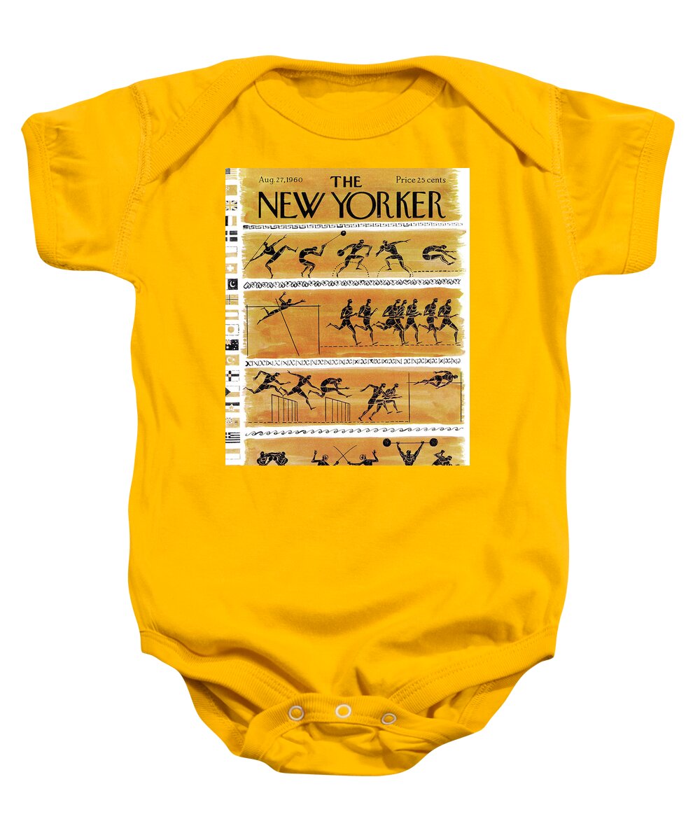 Sports Baby Onesie featuring the painting New Yorker August 27th, 1960 by Anatol Kovarsky