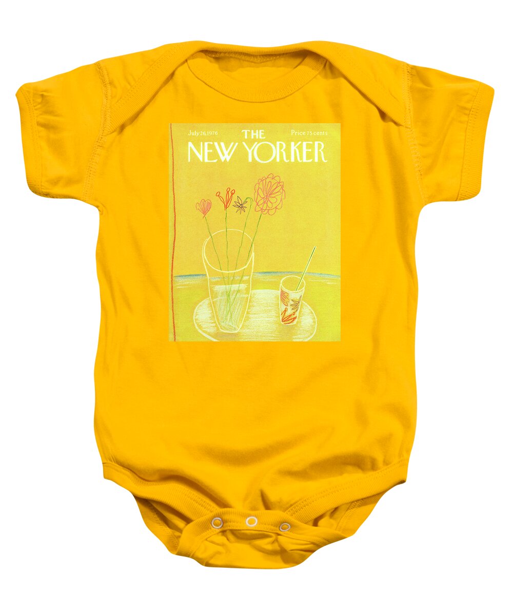 Drink Baby Onesie featuring the painting New Yorker July 26th, 1976 by Eugene Mihaesco
