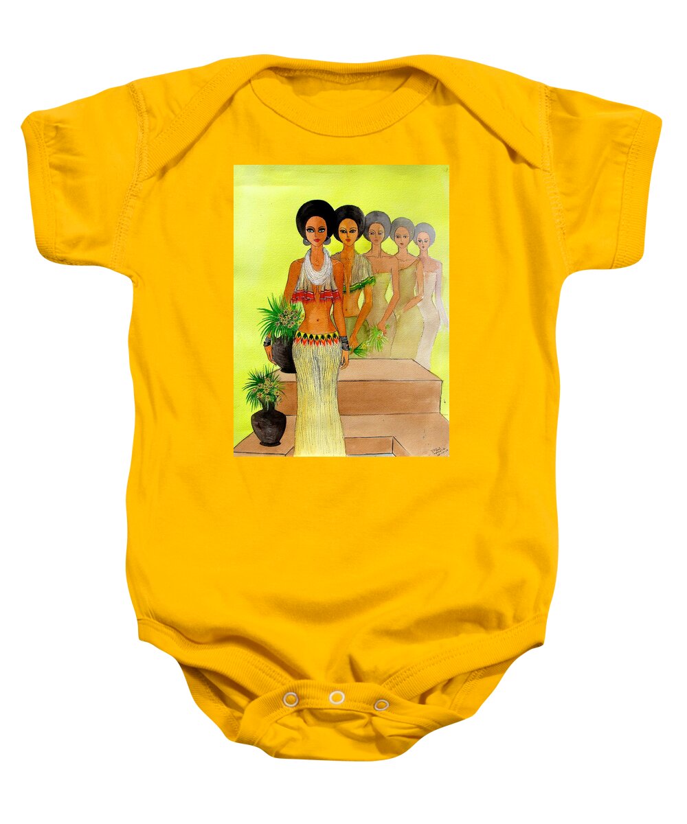 African Paintings Baby Onesie featuring the painting One Beauty by Mahlet