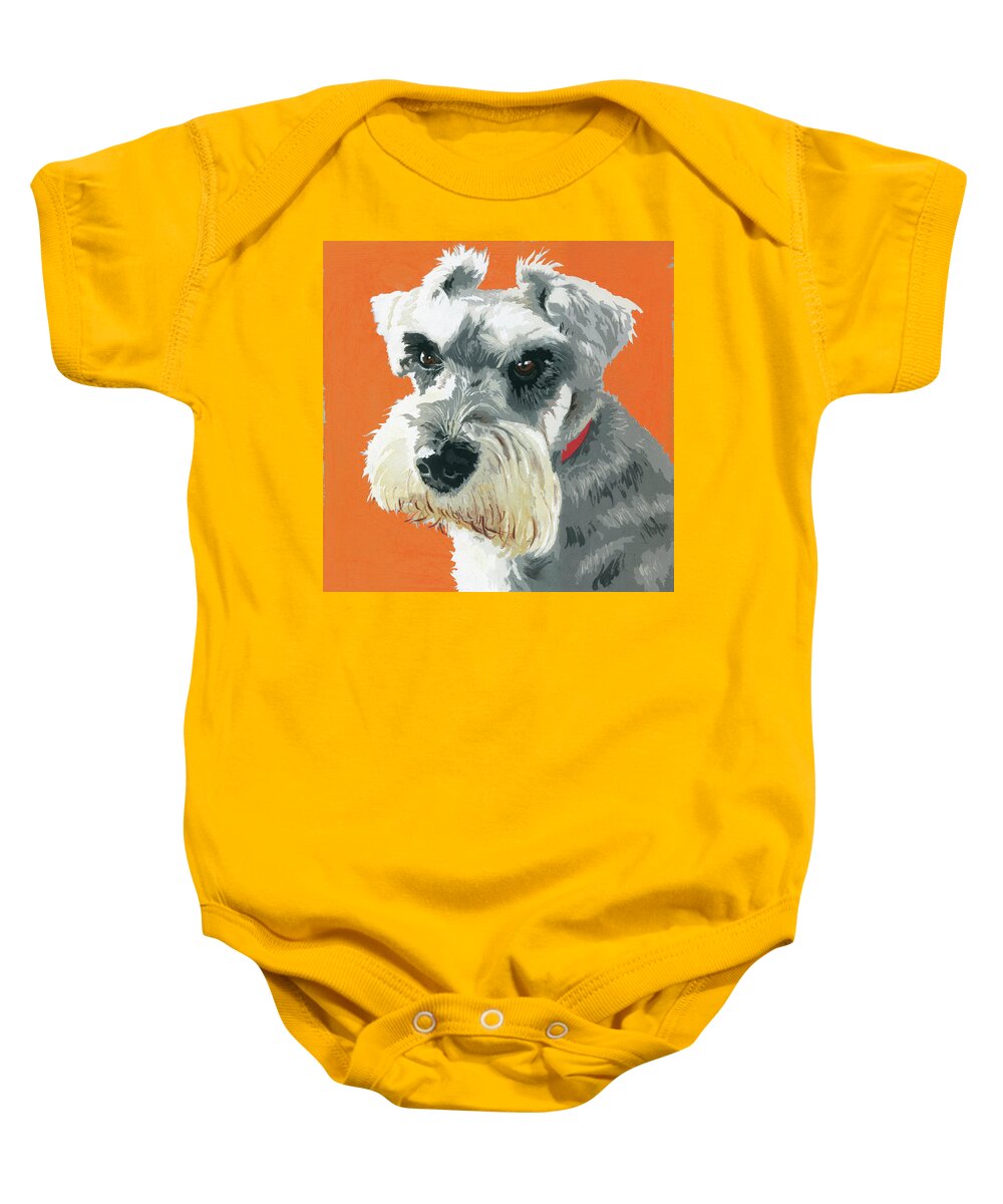 Animal Baby Onesie featuring the painting Painting Of Miniature Schnauzer Dog by Ikon Ikon Images