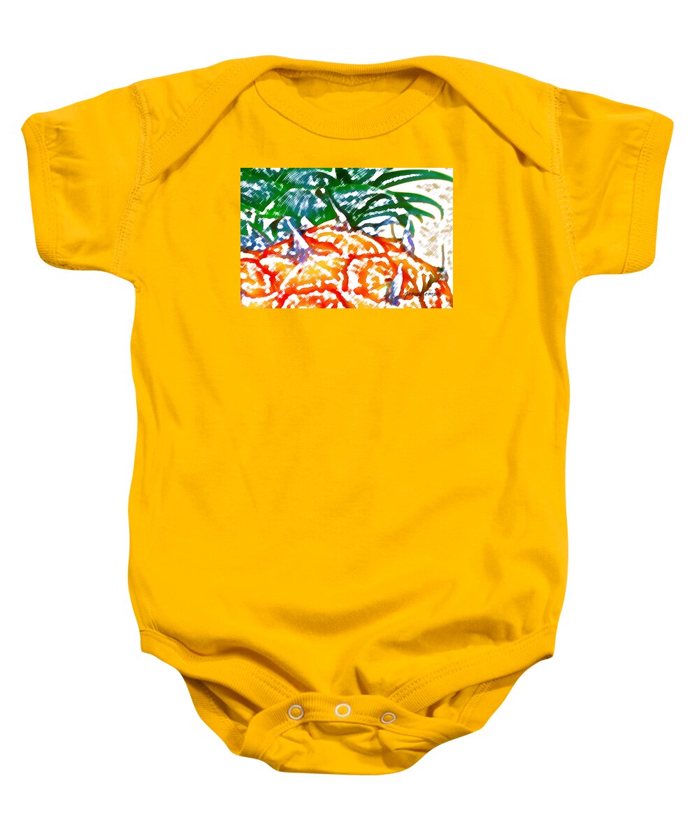 Food Baby Onesie featuring the digital art Prickly Pineapple by James Temple