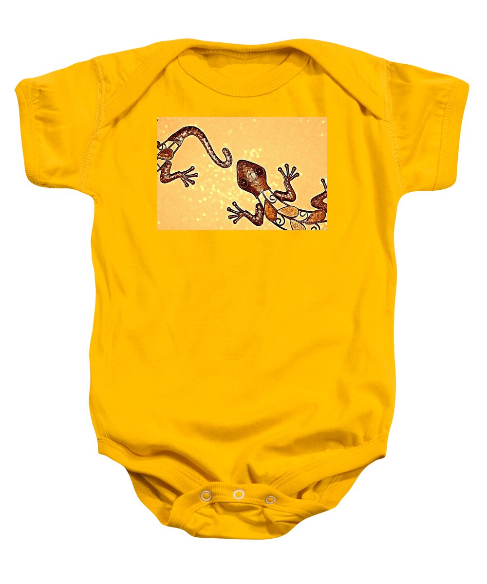 Gecko Baby Onesie featuring the photograph Playful Geckos by Clare Bevan