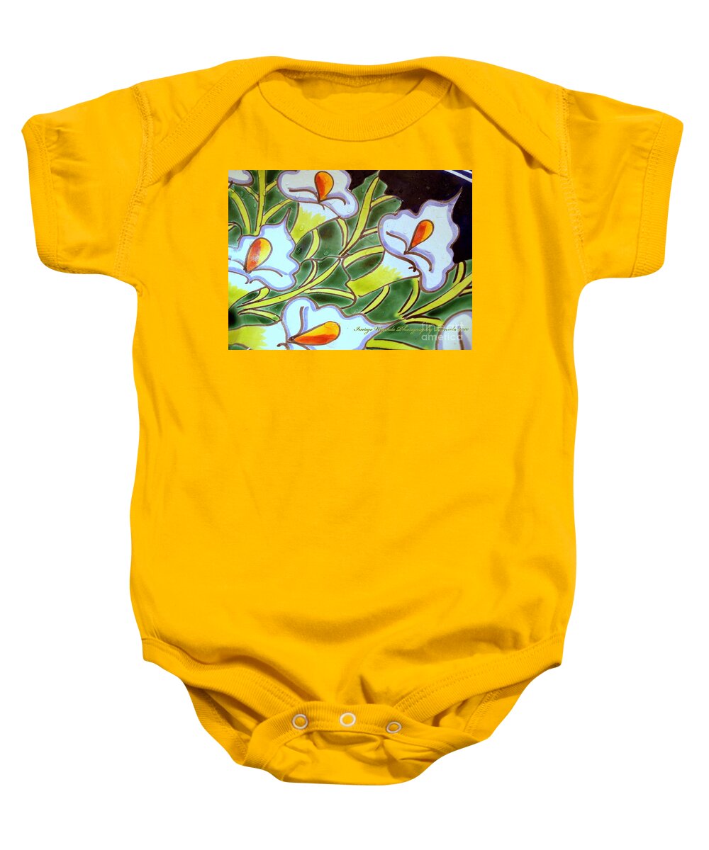 Lily Art In Mexico Baby Onesie featuring the digital art Calla Lillies Splashed by Pamela Smale Williams