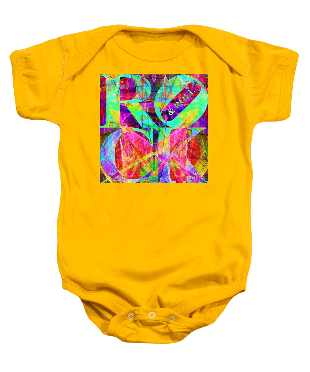 Abstract Baby Onesie featuring the digital art Rock And Roll 20130708 Fractal by Wingsdomain Art and Photography