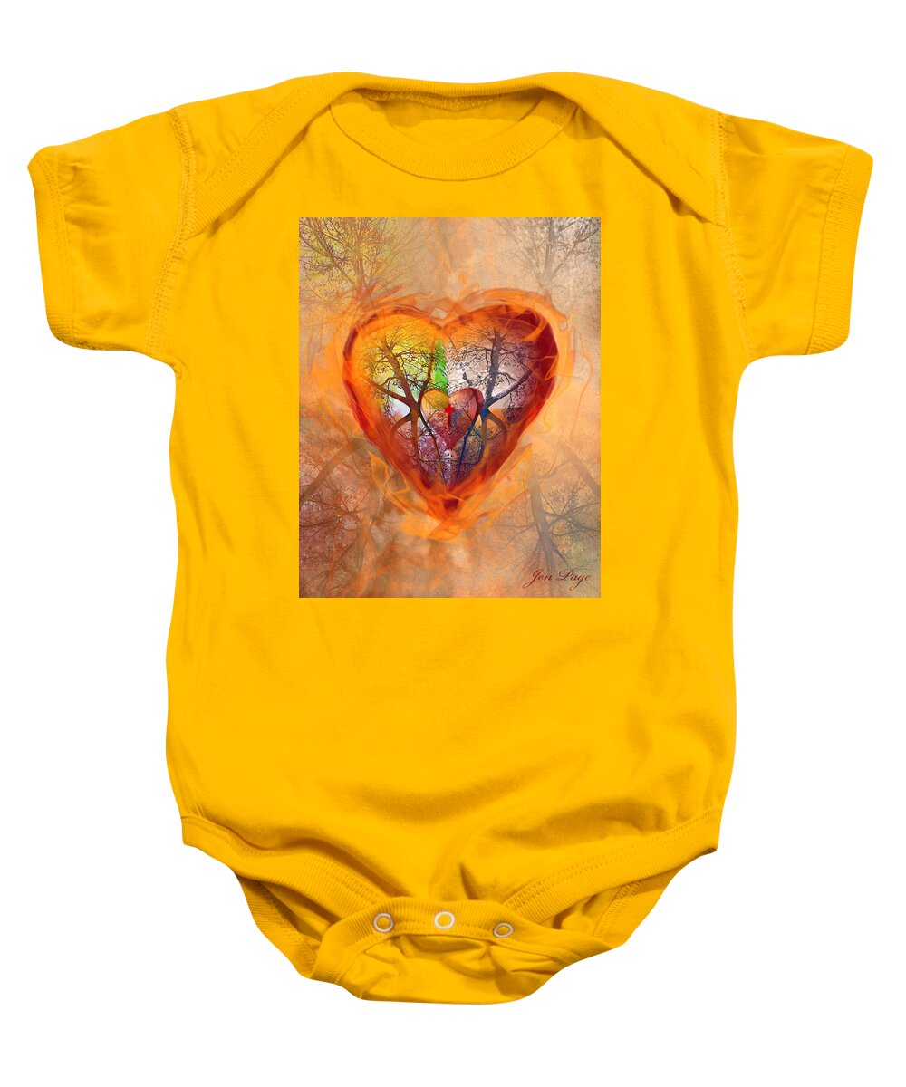 Season Of The Heart Baby Onesie featuring the digital art Season of the Heart by Jennifer Page