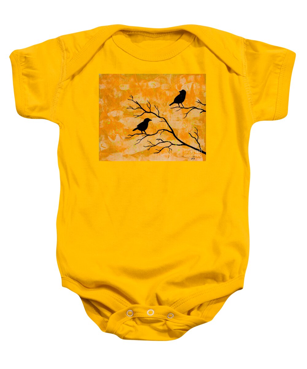  Baby Onesie featuring the painting Silhouette orange by Stefanie Forck