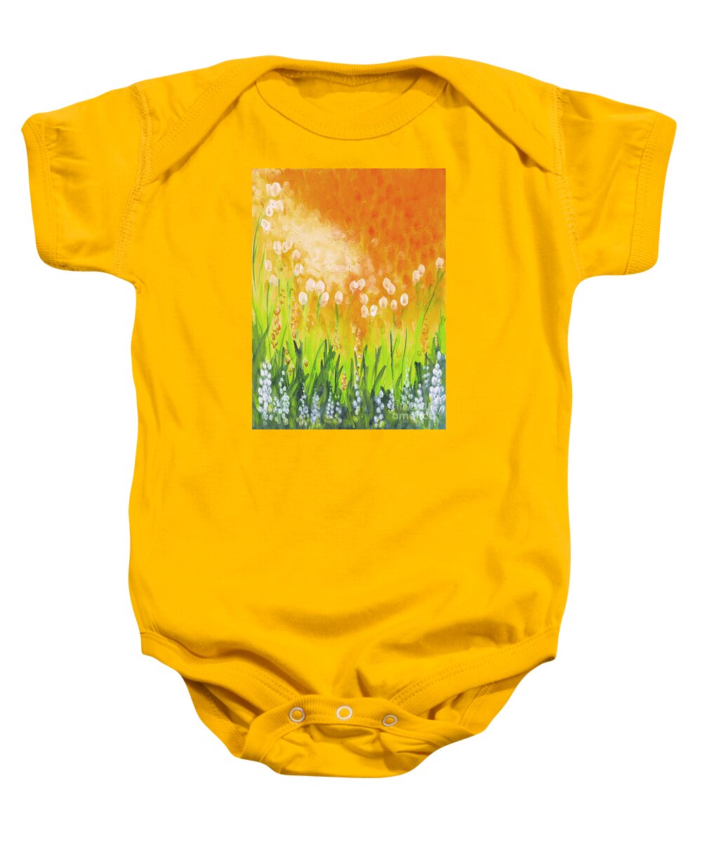 Lilies Baby Onesie featuring the painting SonBreak by Holly Carmichael