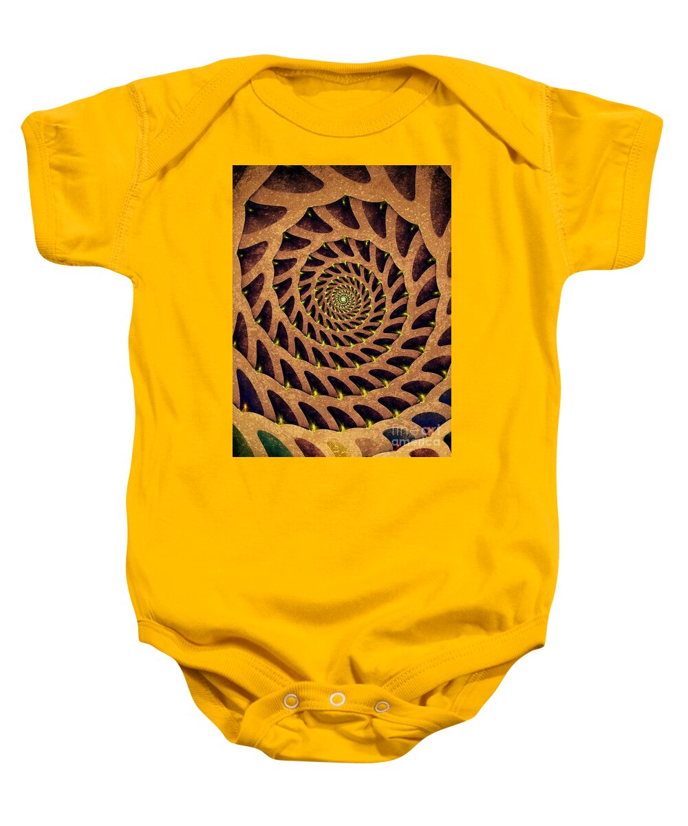 Abstract Baby Onesie featuring the digital art Spiral Stairs by Klara Acel