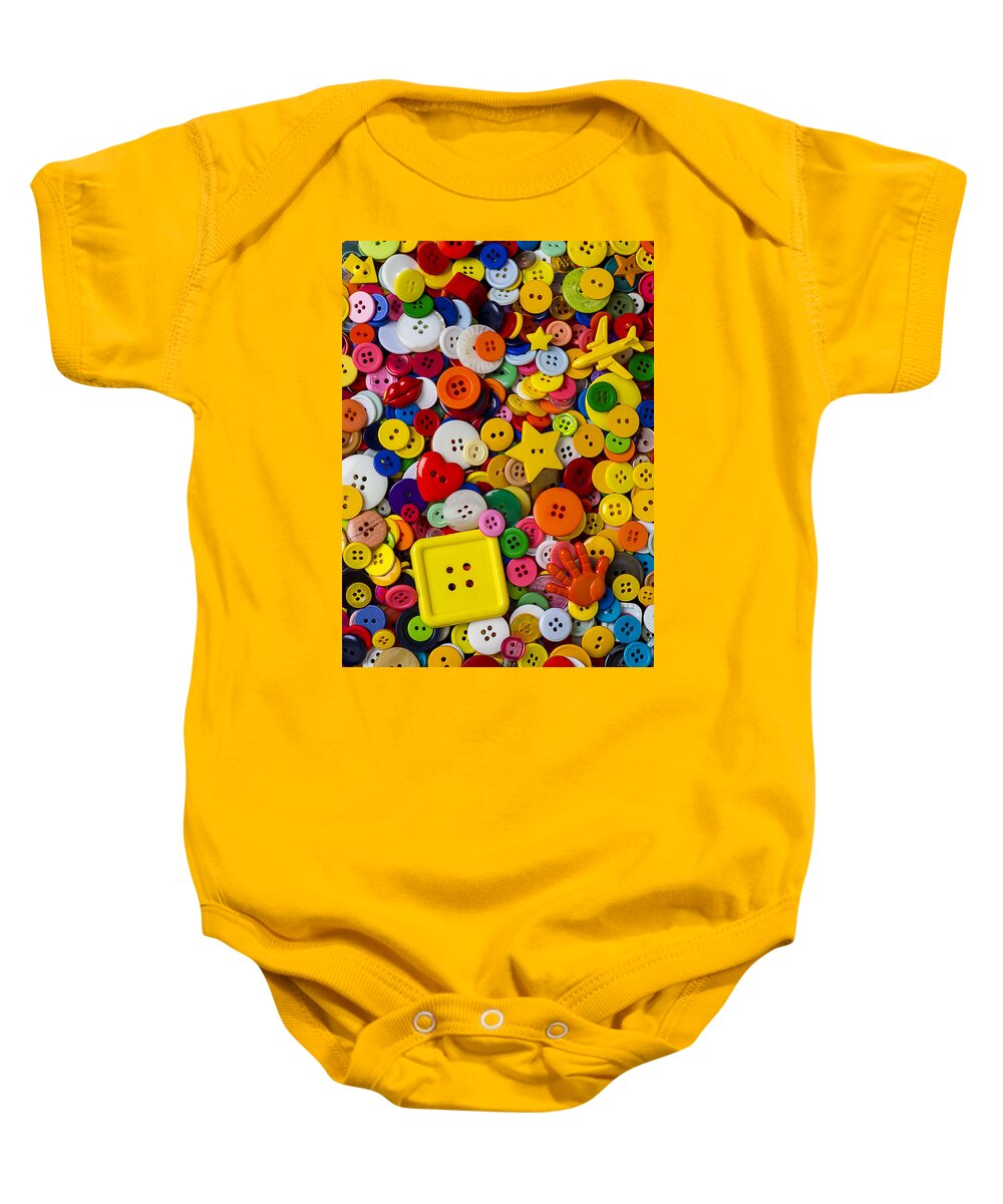 Square Button Baby Onesie featuring the photograph Square Button by Garry Gay