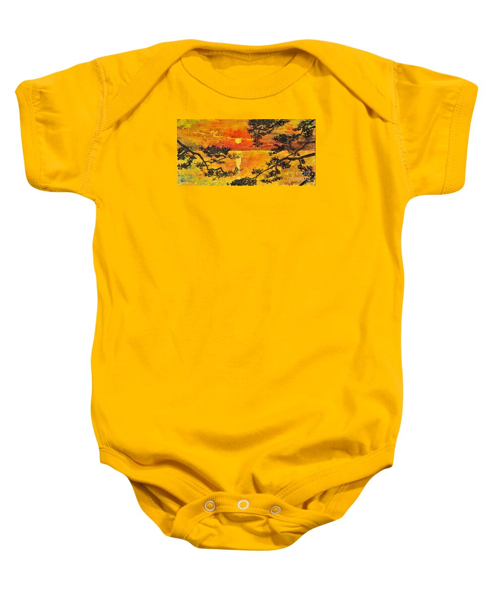 Sunset Baby Onesie featuring the painting Sunset For My Parents by Teresa Wegrzyn