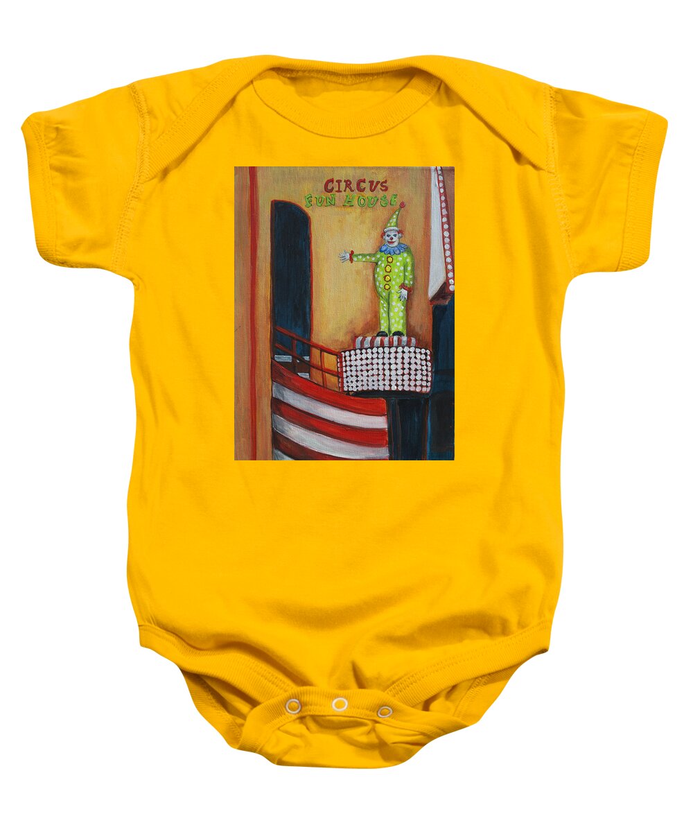 Asbury Art Baby Onesie featuring the painting The Circus Fun House by Patricia Arroyo