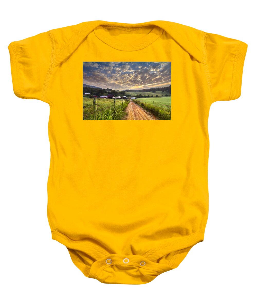 Appalachia Baby Onesie featuring the photograph The Old Farm Lane by Debra and Dave Vanderlaan