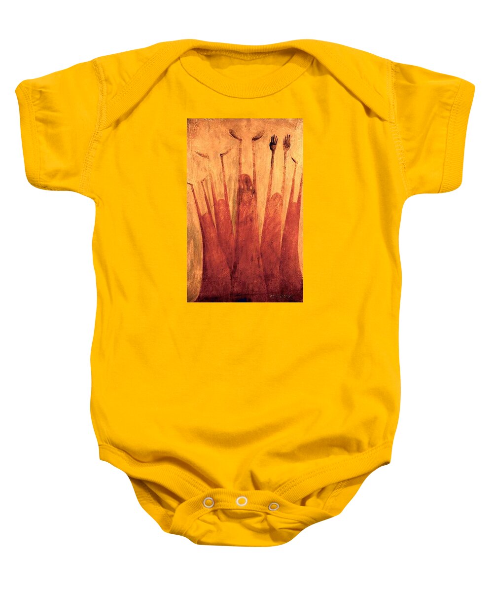 The Tree Of Weeping Baby Onesie featuring the painting The Tree of Weeping by Israel Tsvaygenbaum