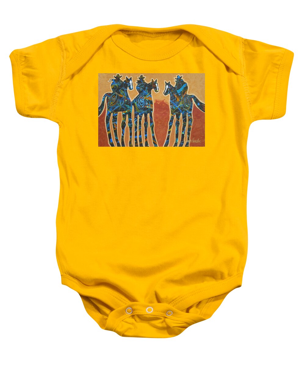 Minimal Western Baby Onesie featuring the painting Three With Rope by Lance Headlee