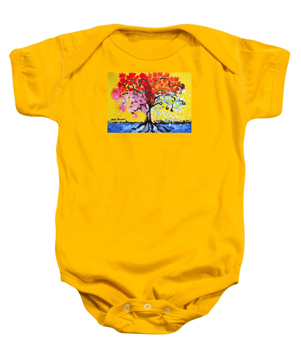Tree Of Life Baby Onesie featuring the painting Tree of Life by Ramona Matei