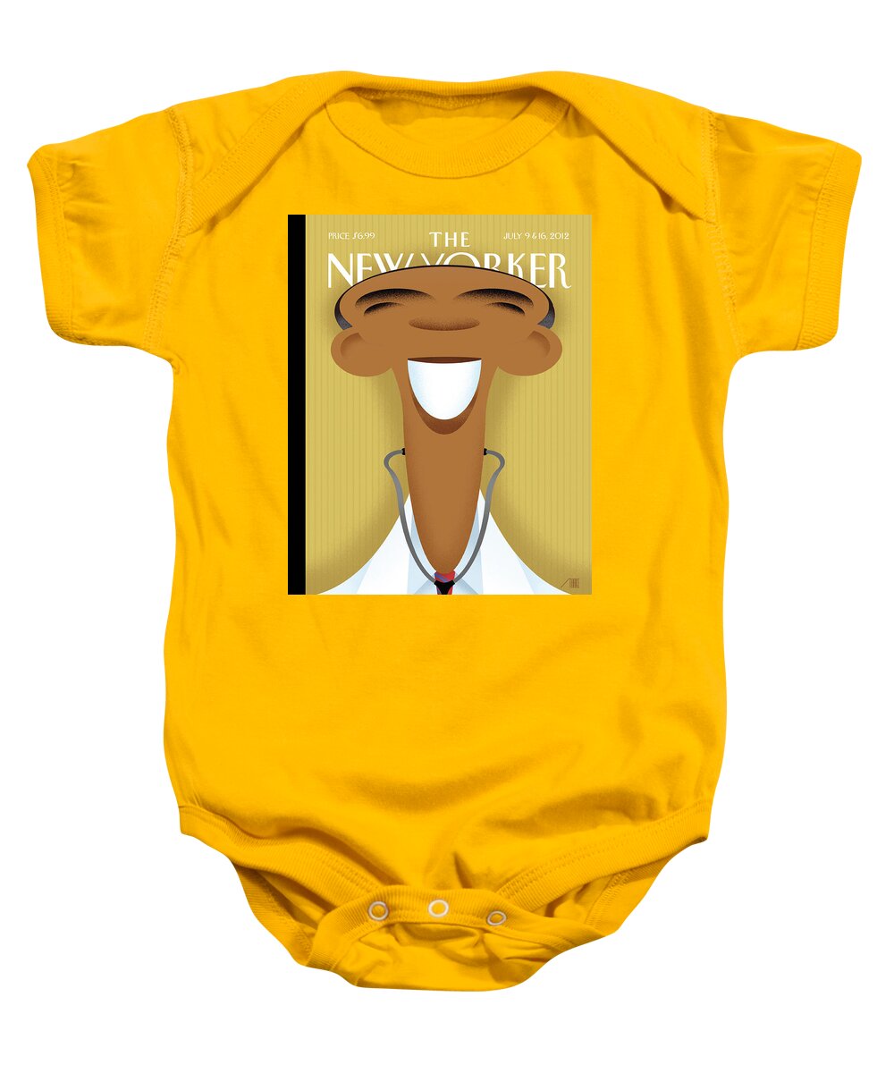 Obamacare Baby Onesie featuring the painting In Good Health by Bob Staake