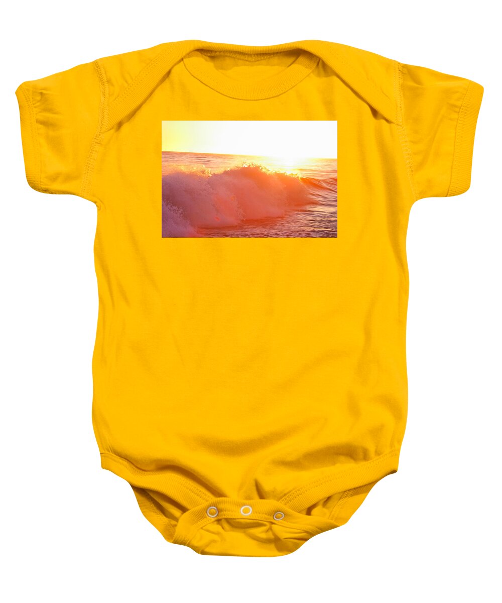 Waves Baby Onesie featuring the photograph Waves in Sunset by Alexander Fedin