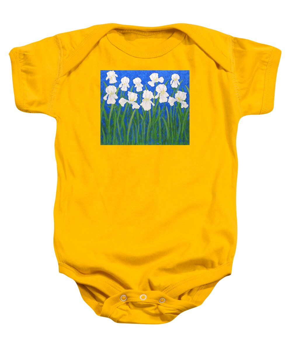 Iris Paintings Baby Onesie featuring the painting White Irises by J Loren Reedy