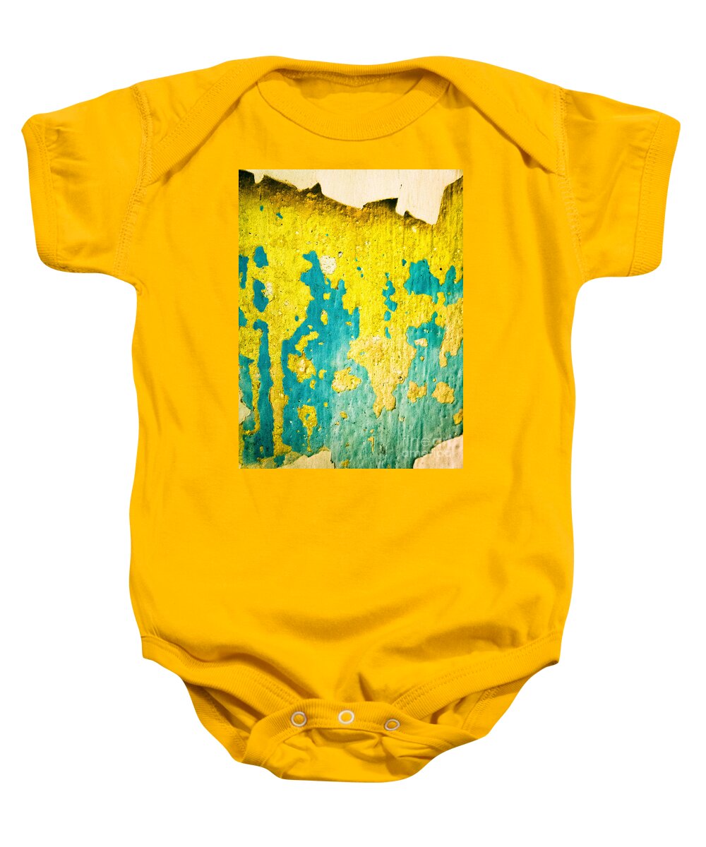Abstract Baby Onesie featuring the photograph Yellow and green abstract wall by Silvia Ganora