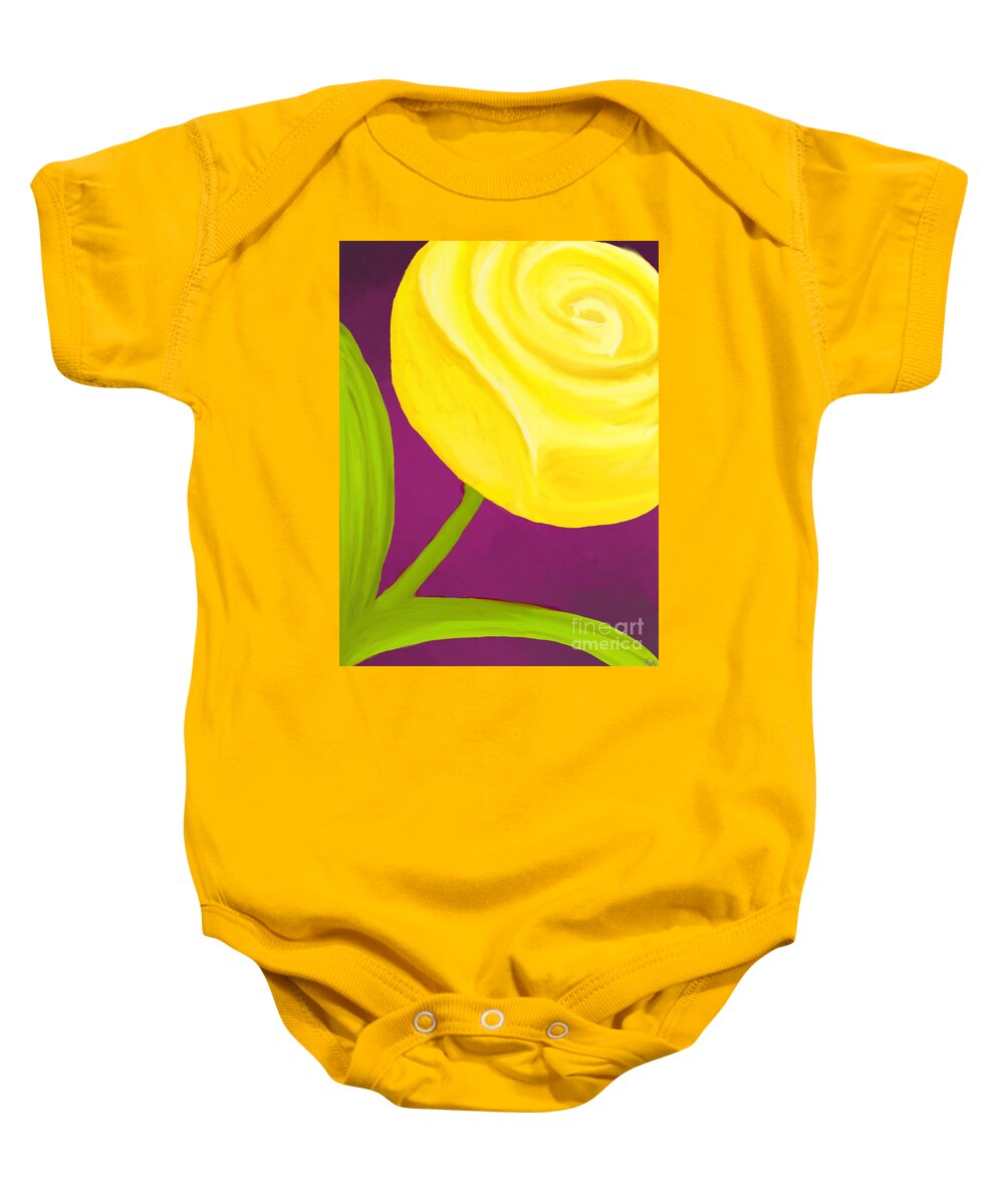 Modern Baby Onesie featuring the painting Yellow Rose by Anita Lewis