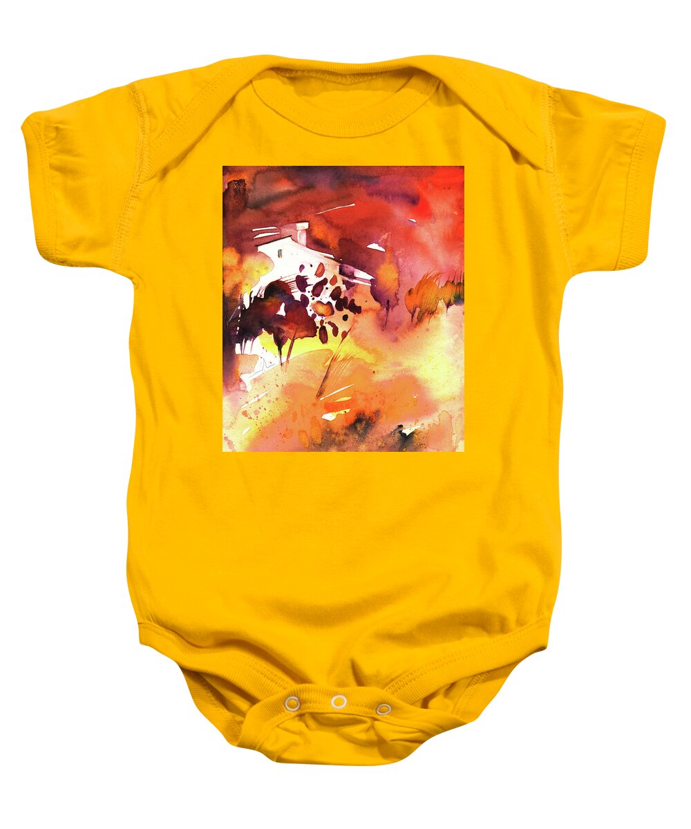 Landscapes Baby Onesie featuring the painting Autumn on Planet Goodaboom by Miki De Goodaboom
