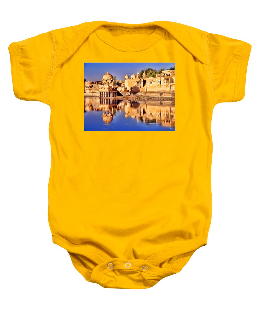 India Baby Onesie featuring the painting Jaisalmer Rajasthan by Dean Wittle